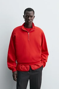 WASHED QUARTER-ZIP SWEATSHIRT