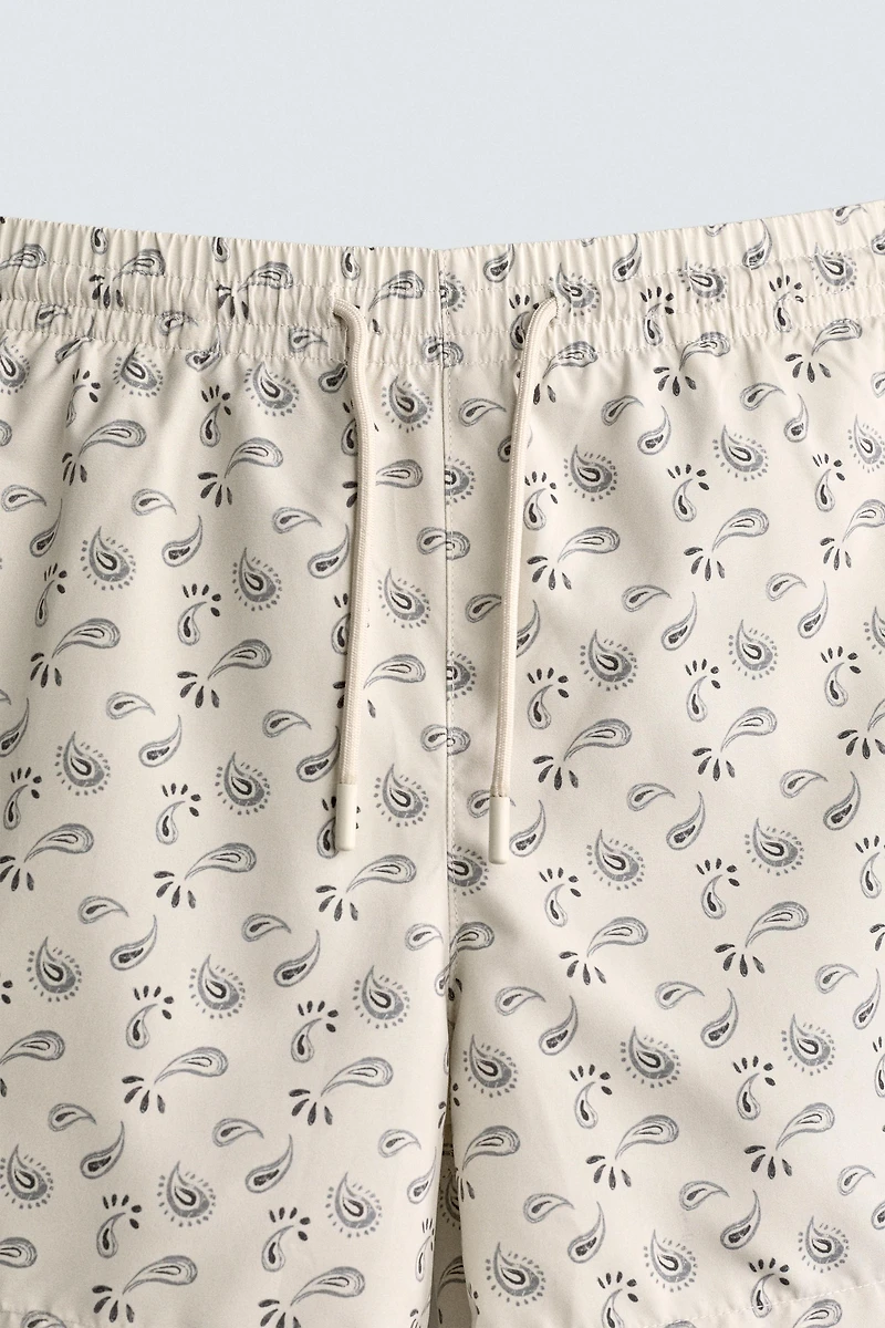 PAISLEY PRINT MID-LENGTH SWIM SHORTS
