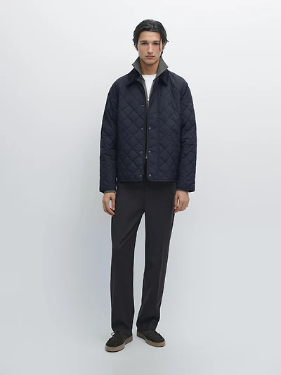 Veste matelassée col en velours côtelé