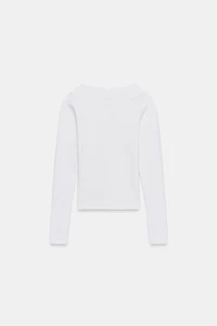 T-SHIRT CÔTELÉ À COL BATEAU