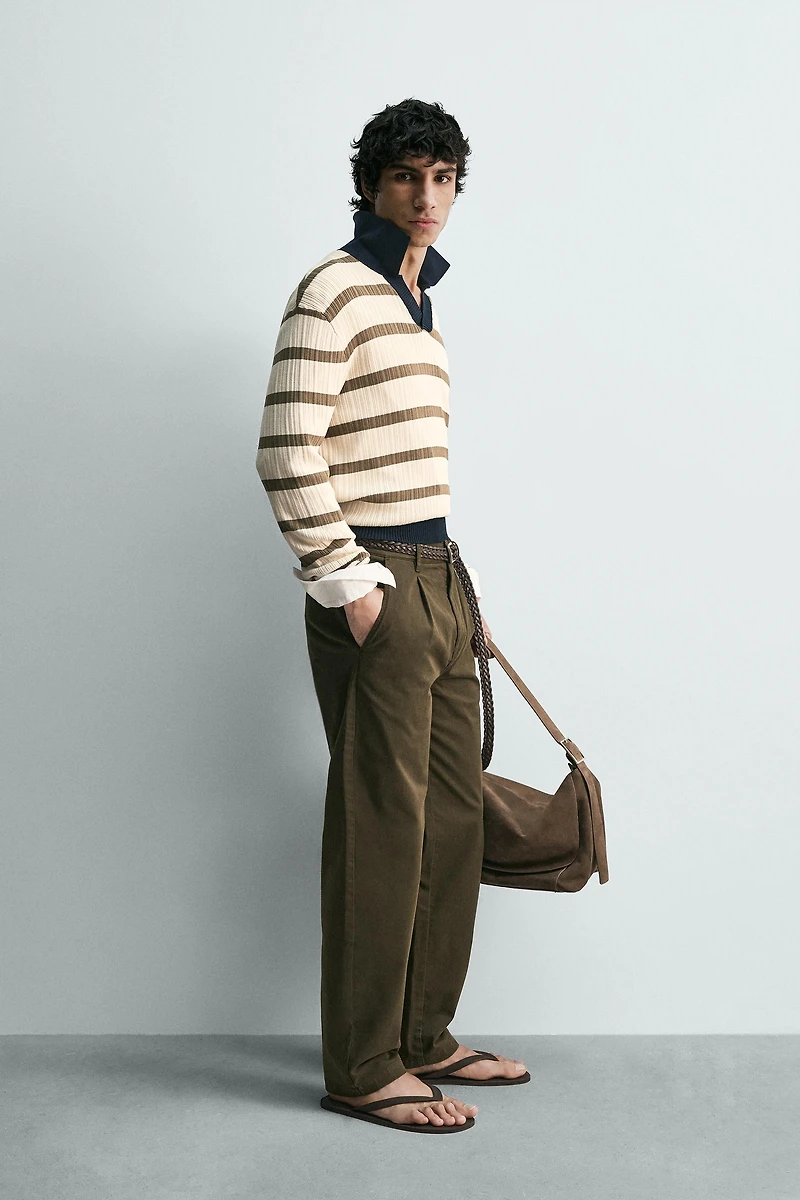 STRIPED KNIT POLO SHIRT