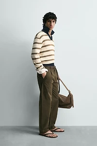 STRIPED KNIT POLO SHIRT