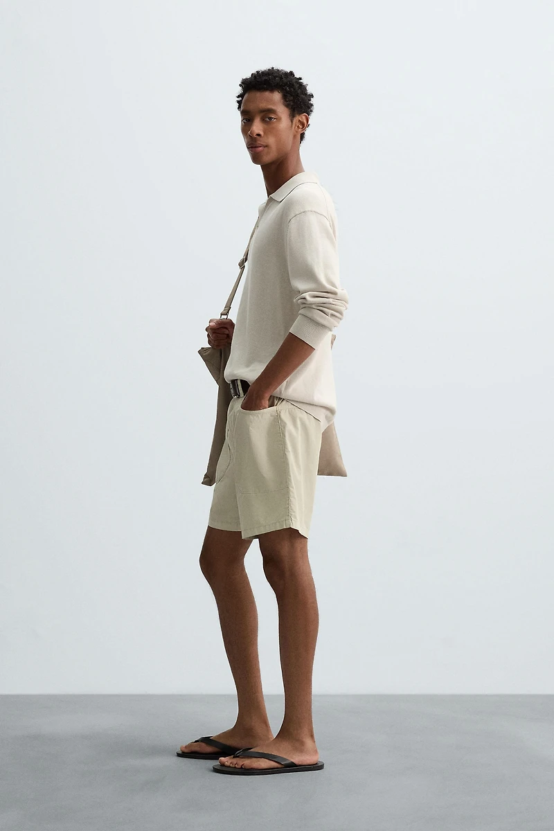 COTTON-HEMP KNIT POLO SHIRT