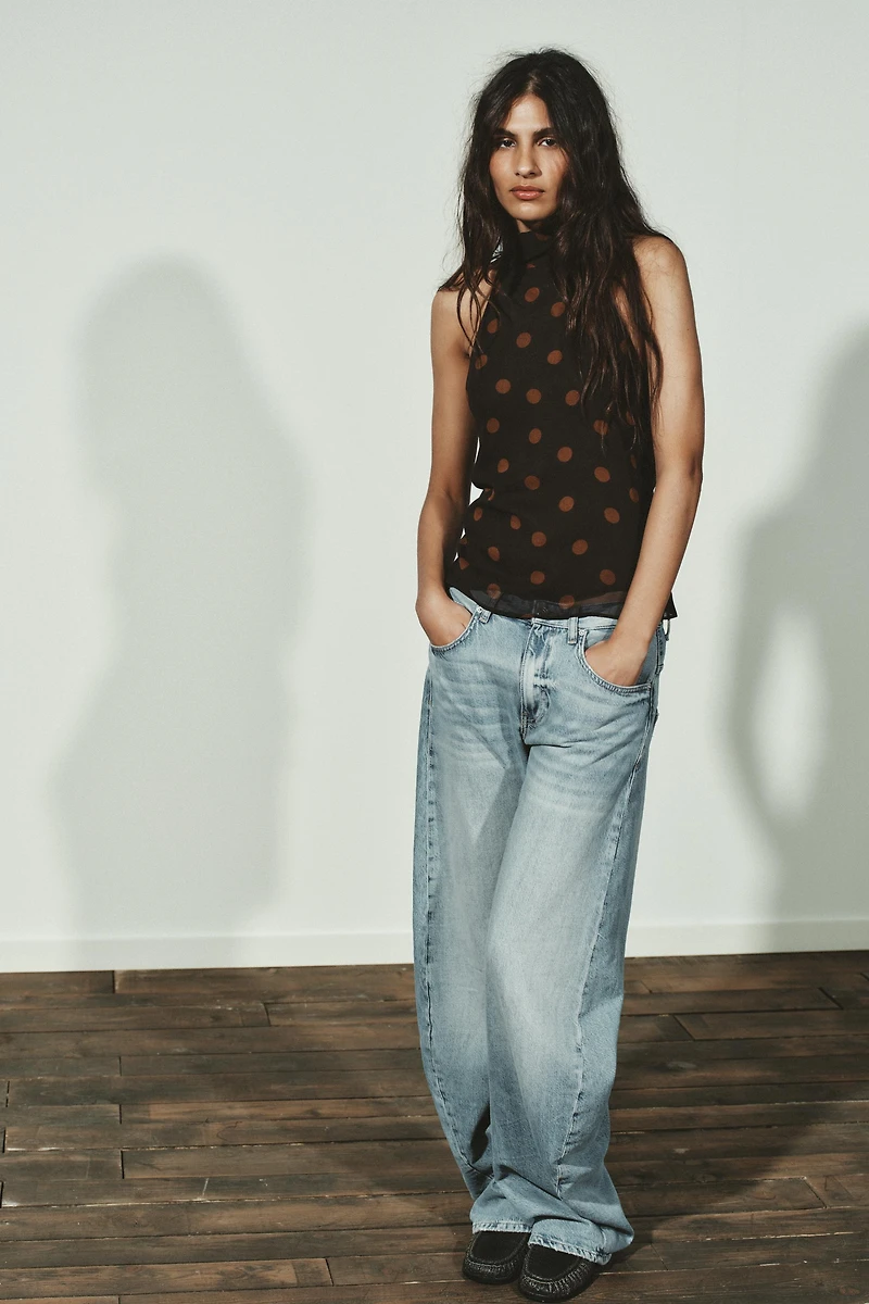 GEORGETTE HALTER TOP WITH DOTS