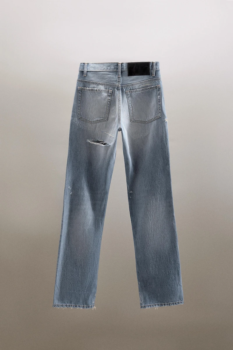 JEANS TRF DROITS DÉCHIRÉS TAILLE MI-HAUTE