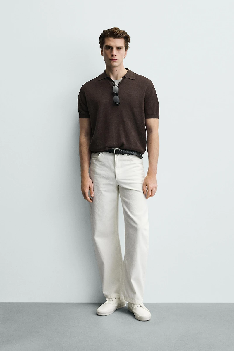POLO EN MAILLE MÉLANGE LIN