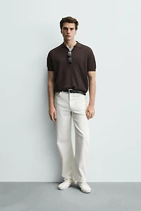 POLO EN MAILLE MÉLANGE LIN