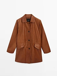 Manteau long en cuir nappa