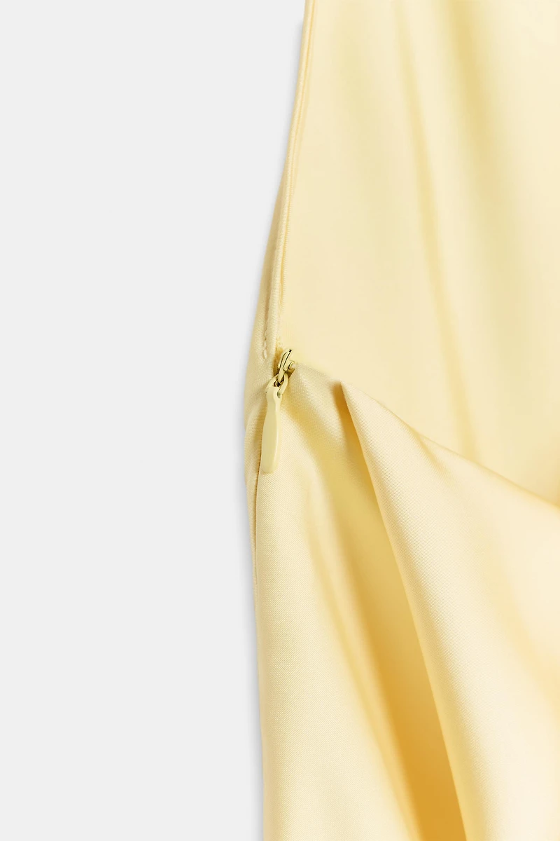 DRAPED HALTER MIDI DRESS WITH OPEN BACK