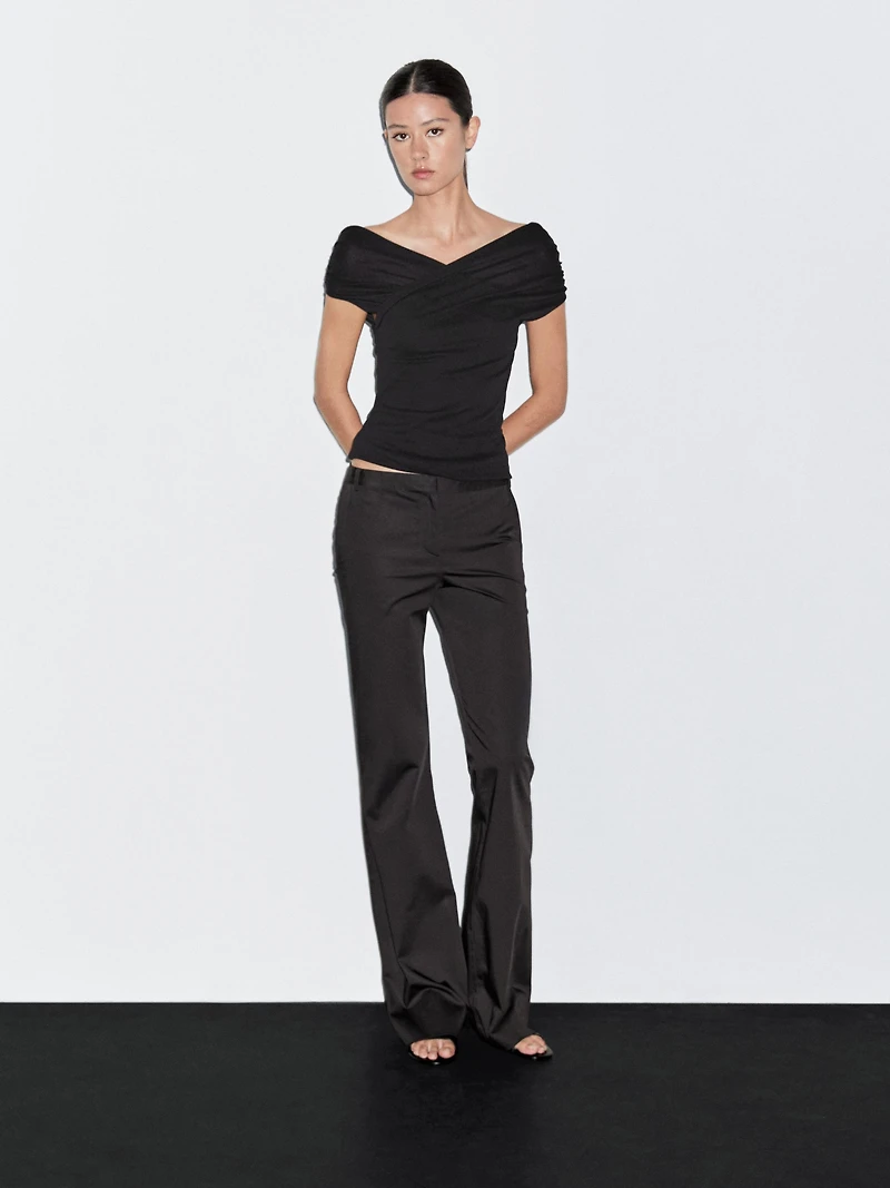 Satin flared fit trousers