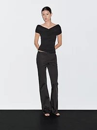 Satin flared fit trousers