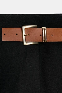 BELTED CUFFED HEM PANTS