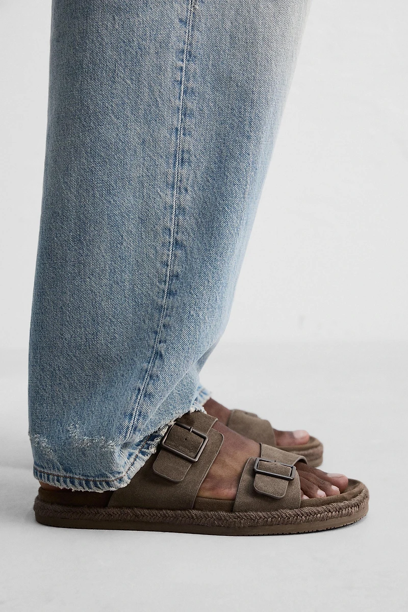 DOUBLE STRAP LEATHER SANDALS