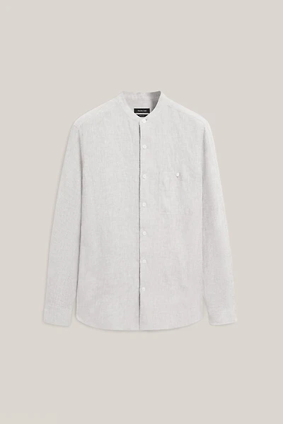 Relaxed fit 100% linen shirt with stand collar - LIMITED EDITION