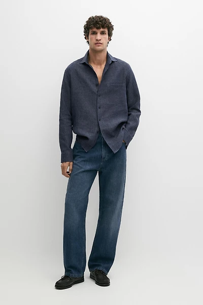 100% linen shirt with pocket