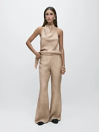 Distressed-effect flowing trousers