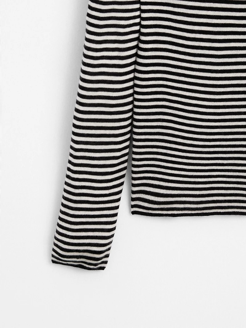 Striped long sleeve knit sweater