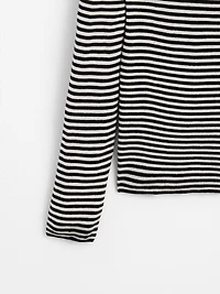 Striped long sleeve knit sweater