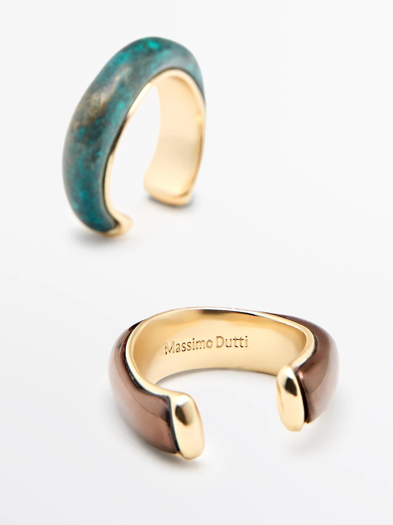 Pack of bronze-effect rings