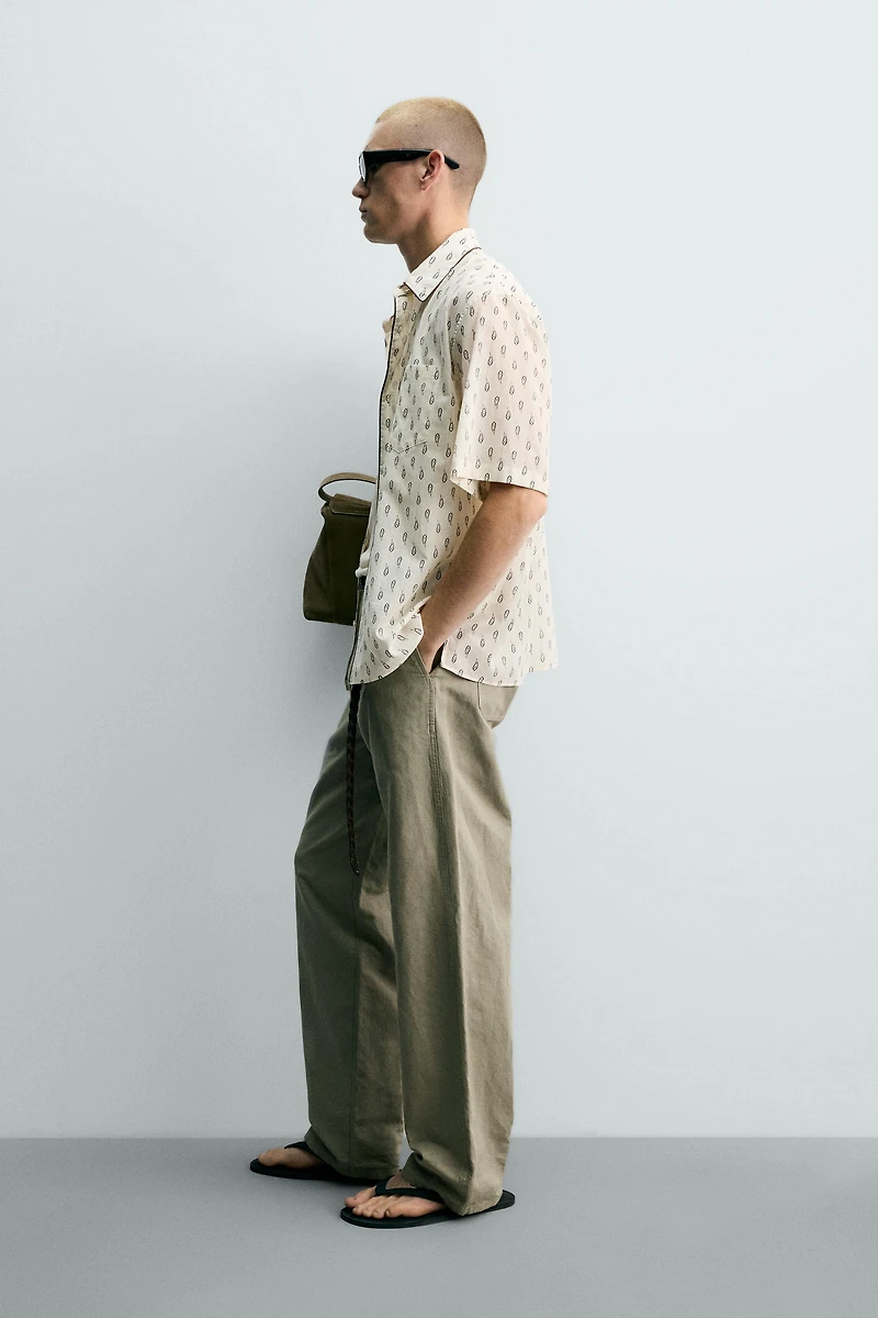 CONTRAST PAISLEY RELAXED FIT SHIRT