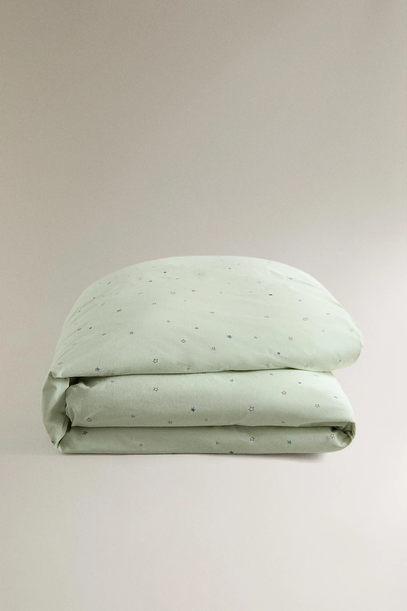 KIDS' COTTON STAR PRINT DUVET COVER