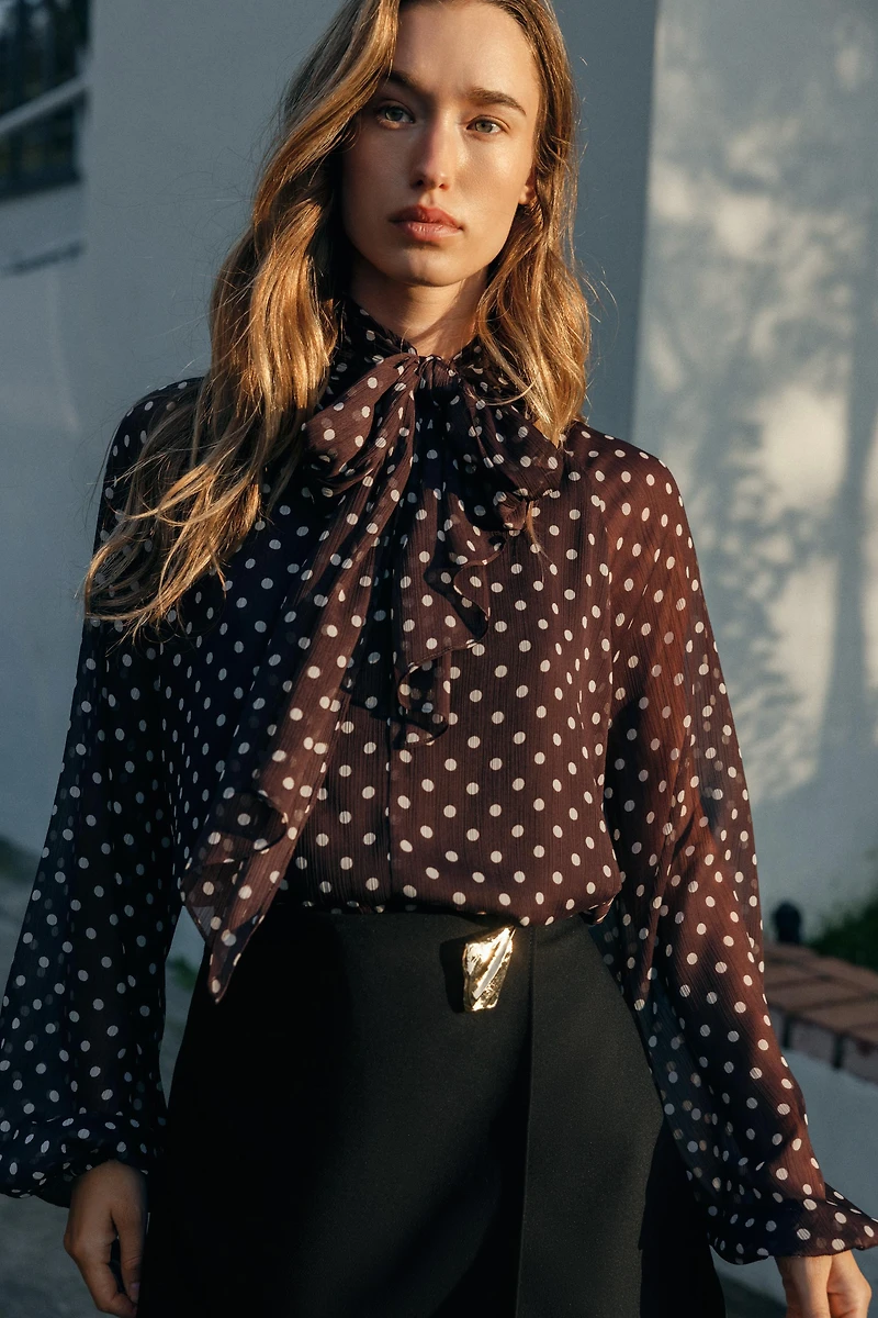 POLKA DOT BLOUSE WITH BOW