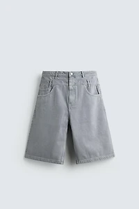 BERMUDA EN JEAN TAILLE EFFET SUPERPOSITION