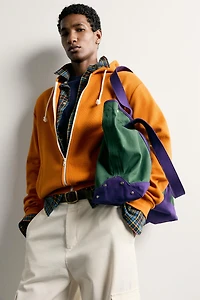 WAFFLE HOODED ZIP SWEATSHIRT