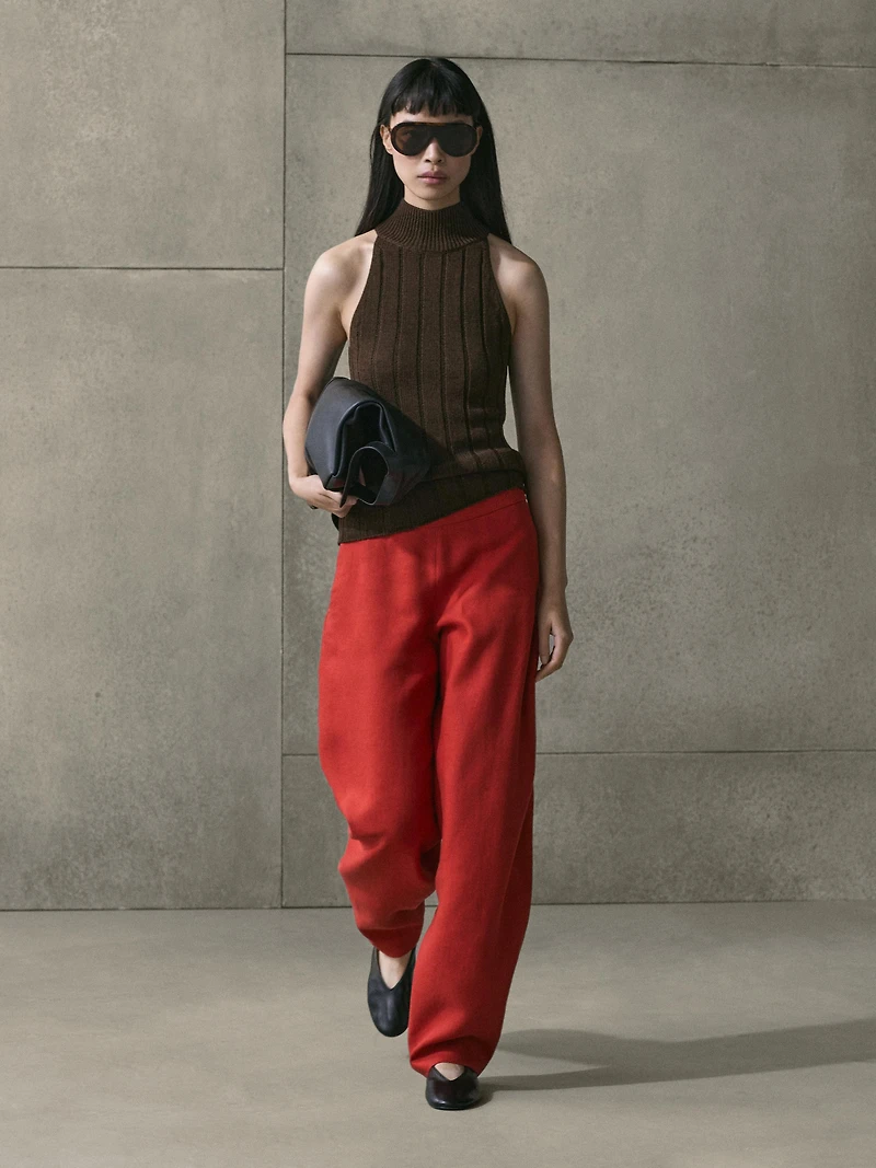 Pantalon volume en lin