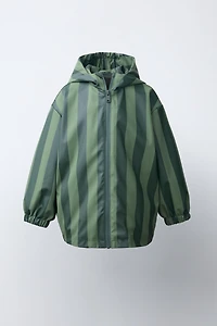 STRIPED WATER-RESISTANT RUBBERIZED RAINCOAT