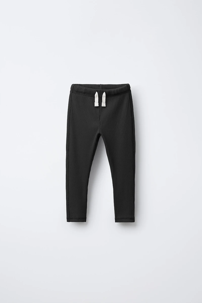 RIBBED LEGGINGS WITH LABEL