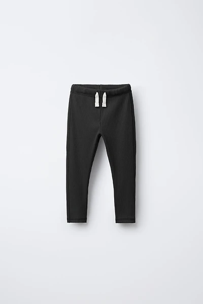 RIBBED LEGGINGS WITH LABEL