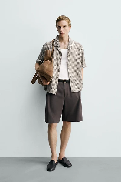 RELAXED FIT PLAID JACQUARD SHIRT