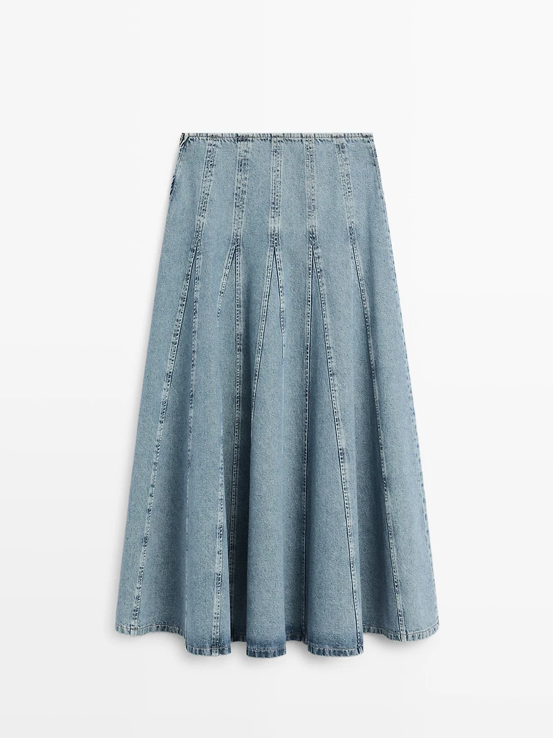 Jupe midi godet en jean