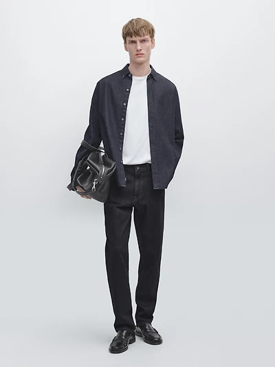 Rinse wash tapered fit jeans