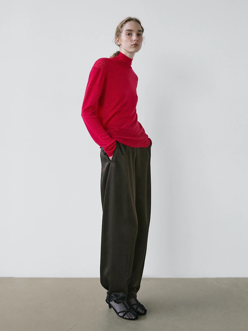 Pull à col montant en maille 100 % laine - STUDIO