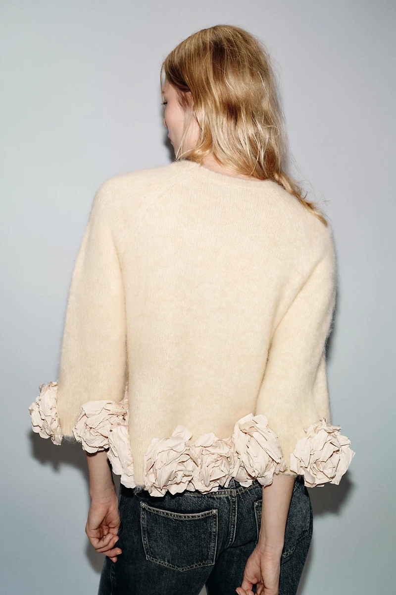FLORAL TEXTURED COMBO KNIT JUMPER