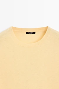 Short-sleeve fine-knit sweater
