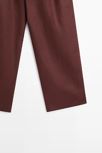 Wide-leg pleated linen trousers