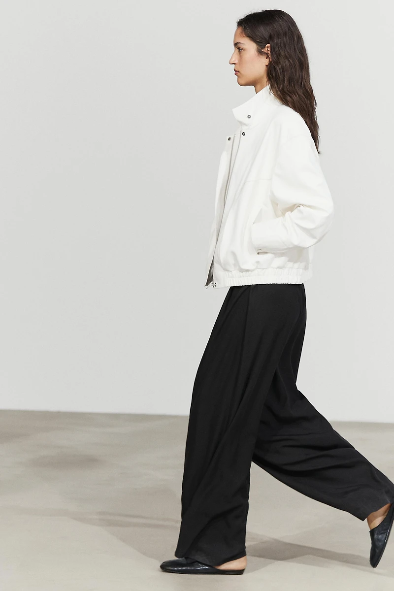 Blouson bomber en cuir nappa