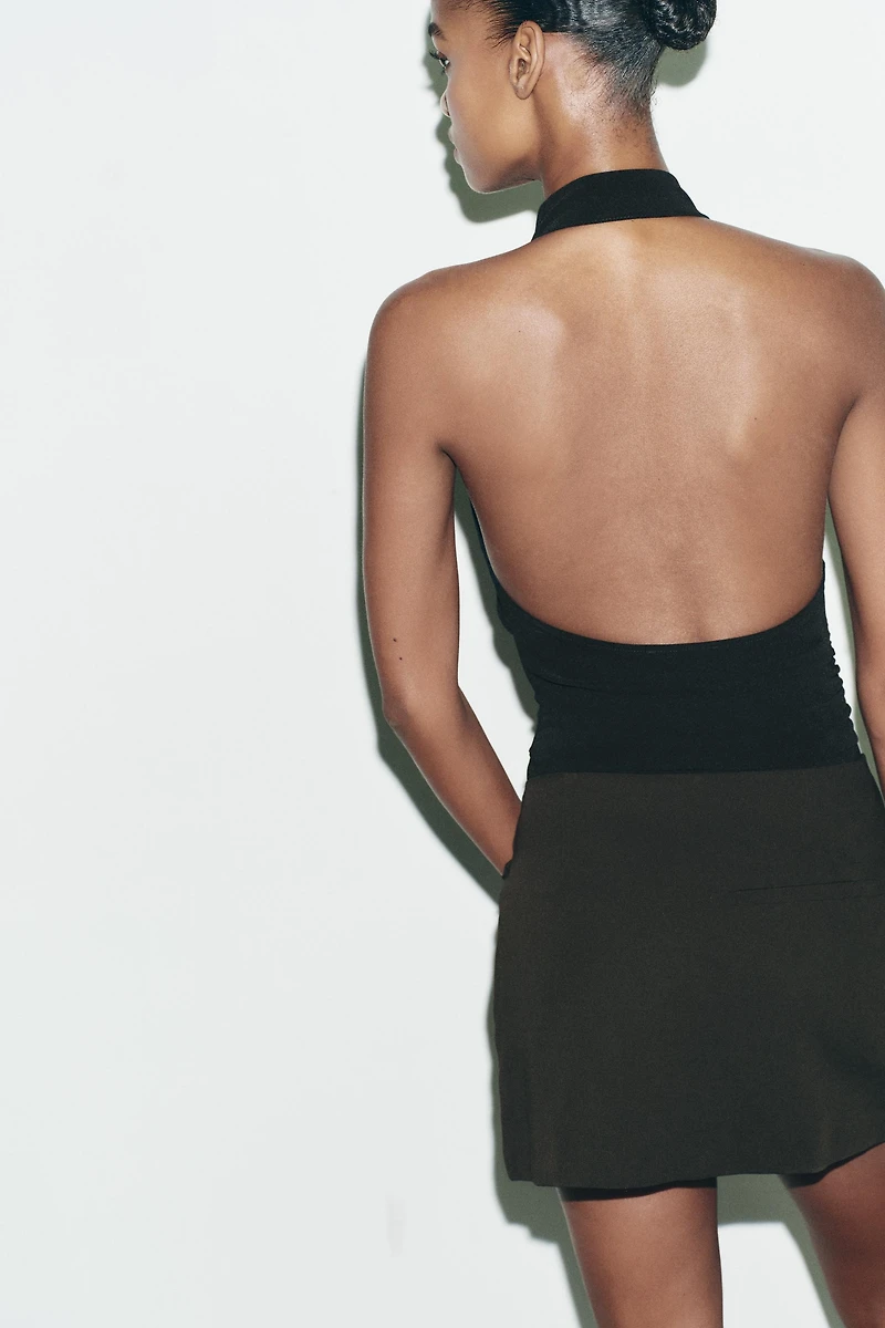 OPEN BACK HALTER BODYSUIT