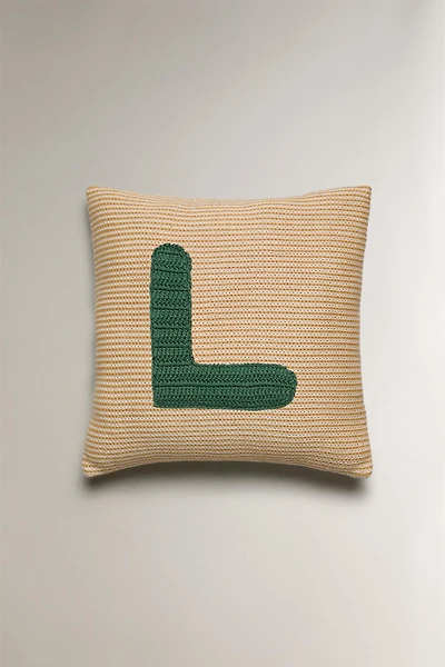CHILDREN'S EMBROIDERED LETTER L THROW PILLOW