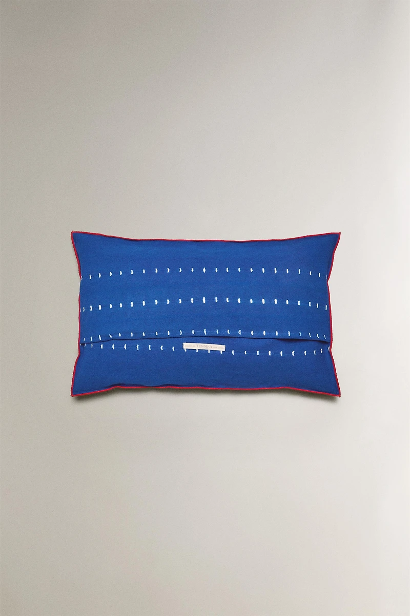 TIE-DYE COTTON THROW PILLOW COVER WITH PIPING X TENSIRA