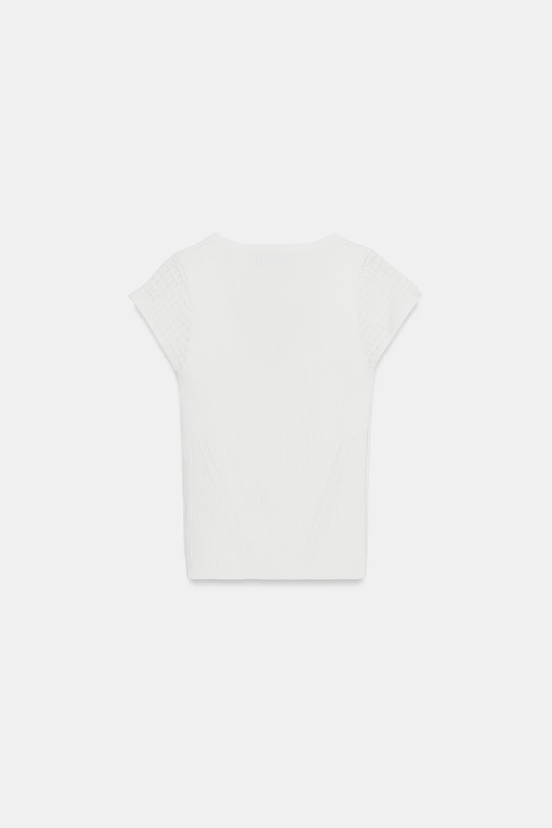 COMBINATION SLEEVE KNIT TOP