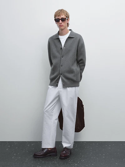 Cotton knit cardigan with buttons