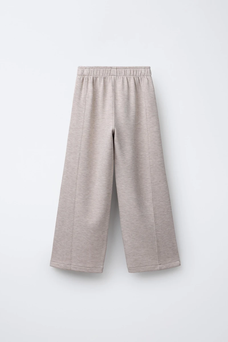 WIDE LEG GYM PANTS WITH CONTRAST PIPING