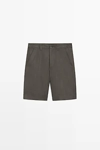 100% linen short Bermuda shorts