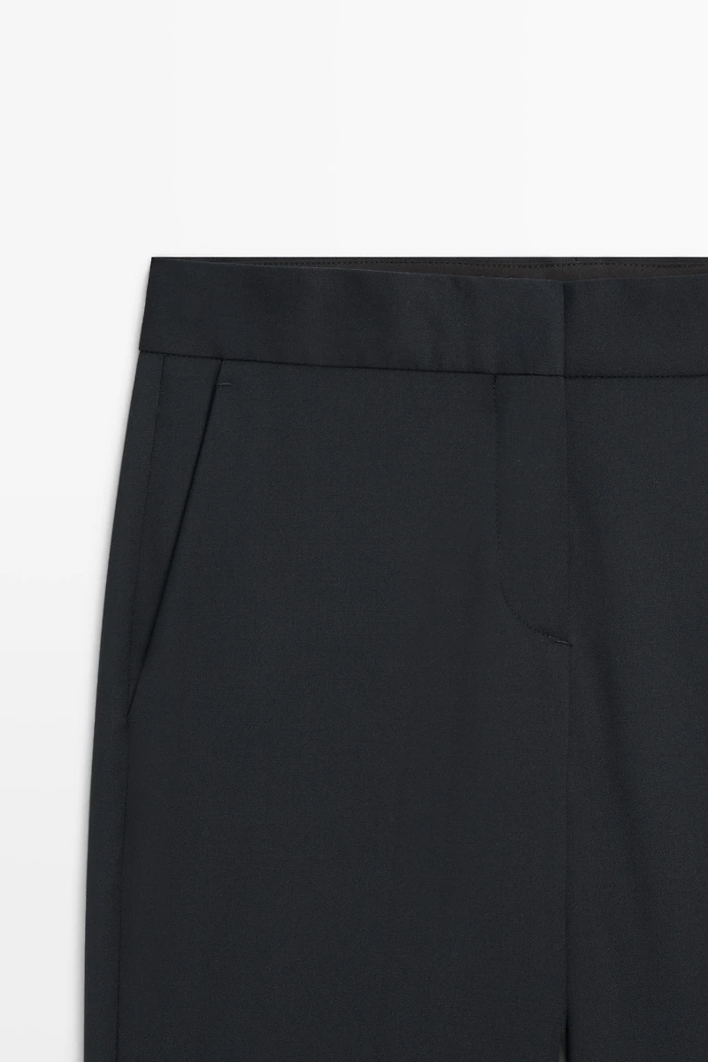 100% cool wool straight-leg pants