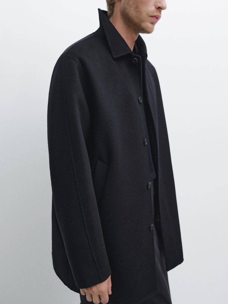 Manteau court laine mélangée