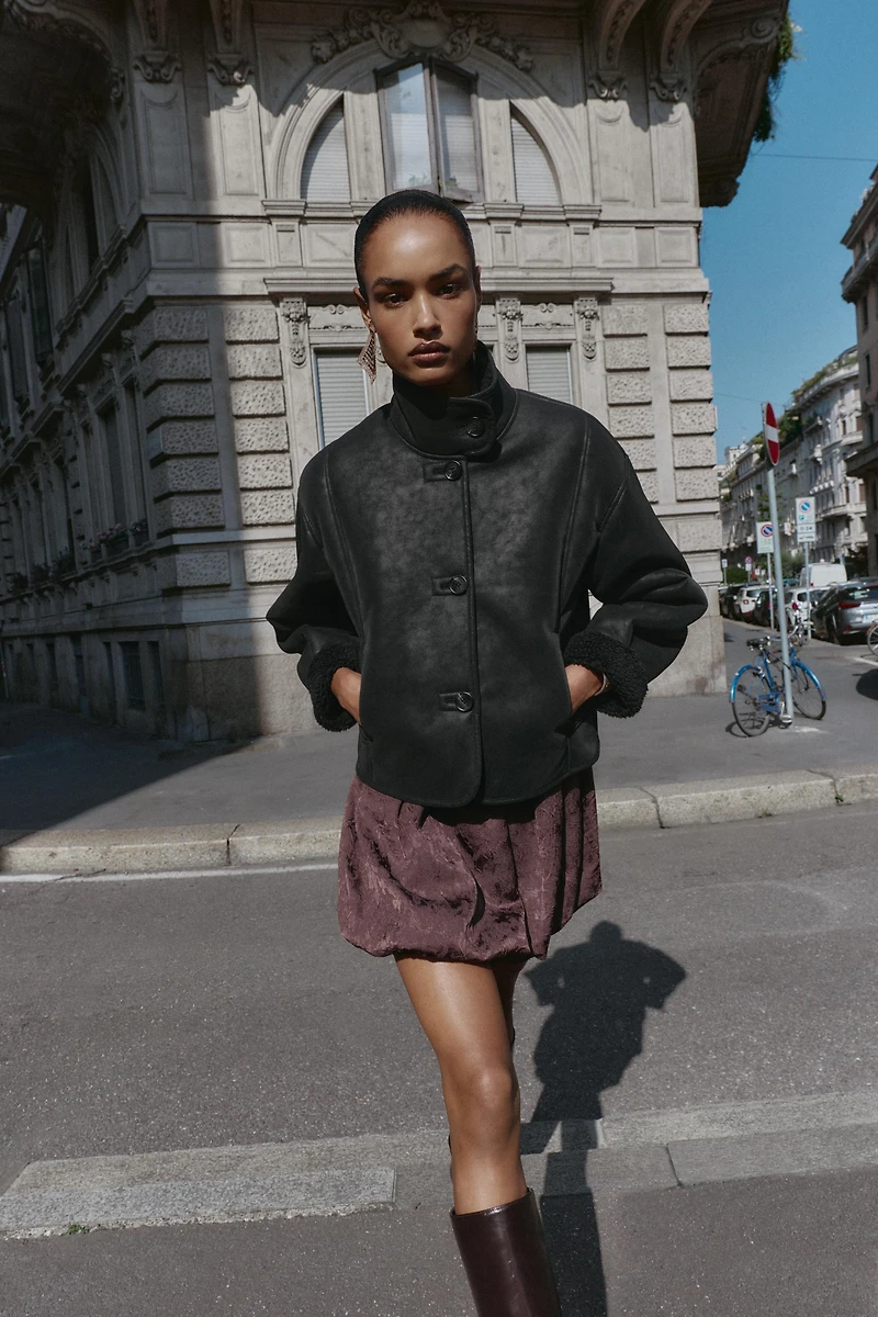 DOUBLE-FACED FAUX SUEDE JACKET